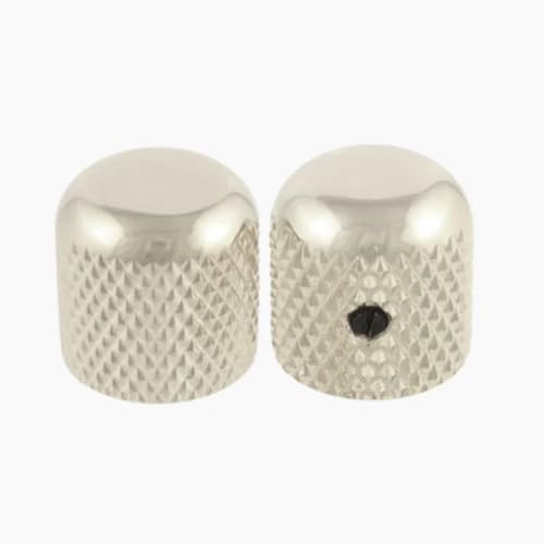 2 Nickel Dome Knobs Set Screw fits US Solid Shaft Pot