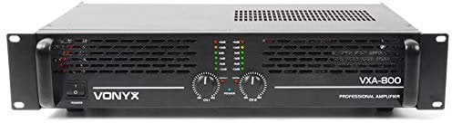 Vonyx VXA-800 DJ Power Amplifier 2-Channel Stereo & Bridgeable PA Amplifier, 400W RMS Output, Rack Mountable Design, NL2 Connectors, RCA & 6.3mm Inputs Ideal for Events & DJ Setups