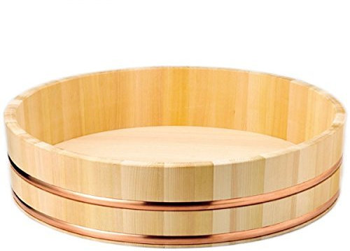 36cm/14 Wooden Sushi Rice Bowl/Hangiri/Sushi Oke/Handai w/Sushi Rolling Mat