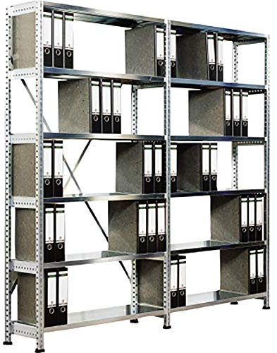 kaiserkraft | Ordner- und Archiv-Steckregal | verzinkt | Höhe 2640 mm | einseitig | Boden-BxT 1000 x 300 mm | Grundfeld