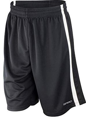Spiro Herren Basketball-Shorts, schnelltrocknend (XL) (Schwarz/Weiß)