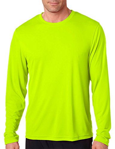 Hanes Herren Langarmshirt 2er-Pack Lange ärmel, Cool Dri, LSF 50+ Gr. Medium, 1 Black / 1 Safety Green