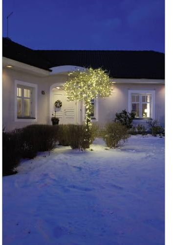 Konstsmide Micro LED Lichterkette, 20 warm weiße Dioden, 24V Außentrafo, schwarzes Kabel - 3609-110