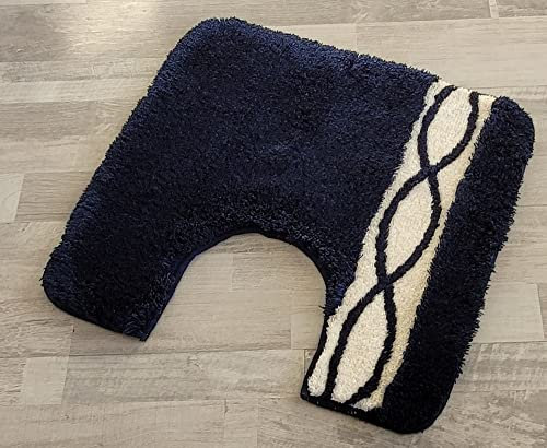 Meusch Grund Orly Badteppich in Grössen und 3 Farben, 750 Navy, 55 x 50 cm WC-Vorleger mit Ausschnitt