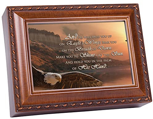 Cottage Garden Raise You Up Spieluhr mit Holzmaserung, spielt auf den Flügeln von Adlern.