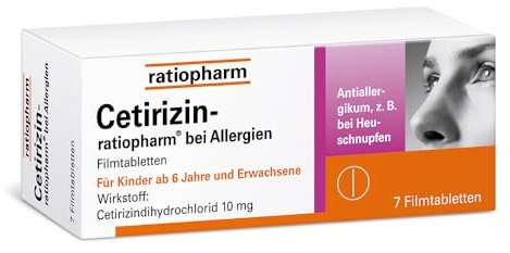 Cetirizin-ratiopharm bei Allergien, 7 Tabletten | Lindert allergische Symptome bei Heuschnupfen, ganzjährigem Schnupfen und Nesselsucht