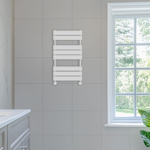 NRG 800x450mm Flat Panel Heated Towel Rail Bathroom Rad Radiator Chrome | Central Heating Rad, Steel, Radiator Hanger, Rectangular, Designer Radiator, Modern, for Bathroom
