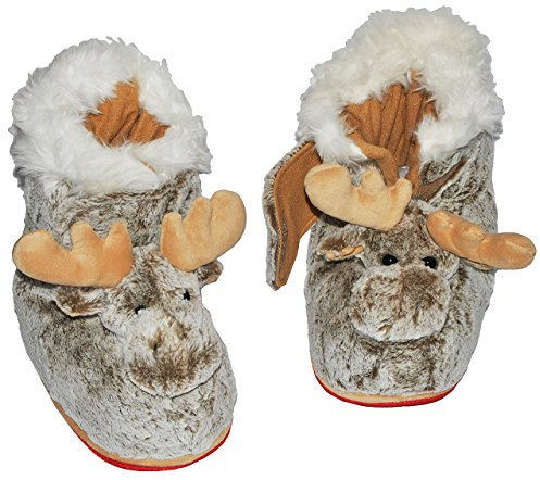 alles-meine.de GmbH Hausschuh Elch - SUPERWARM - Gr. 41-42 - 43 - gefütterter Plüschhausschuh/Boots/Hüttenstiefel - Hausstiefel Stiefel warm Tier Tiere/für Kinder Größe E..