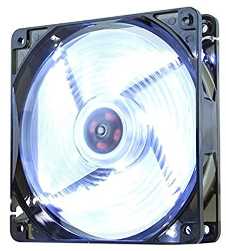 NOX Coolfan -NXCFAN120LW- Ventilateur de boîtier PC 120 mm, 9 pales translucides, roulements longue durée, 4 LED, silencieux, connecteur 3 et 4 broches, couleur blanc