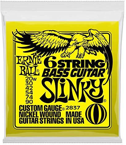Ernie Ball, Corde Slinky per basso a 6 corde, scala 29 5/8, con estremità a sfera piccole, diametro 20-90