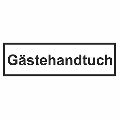 Indigos UG Aufkleber Gästehandtuch - Hinweisschild für Gaststätten, Pensionen, Hotels, 6x2cm - selbstklebender Sicherheits Aufkleber für Tür oder Wand - Warnschild für Gebäude, Hotel, Büro, Firma