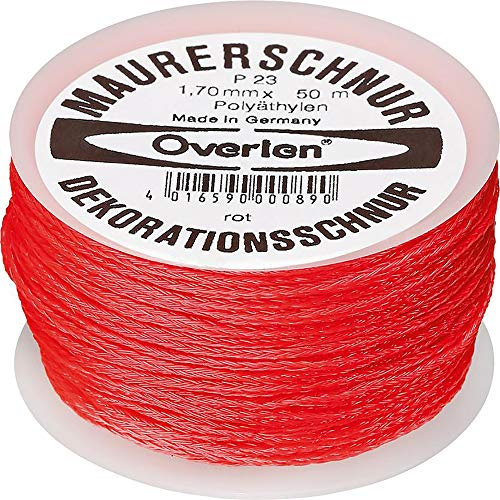 Overmann 002301700300500AA Maurerschnur 1,7 mm x 50 m aus Polyethylen, rot