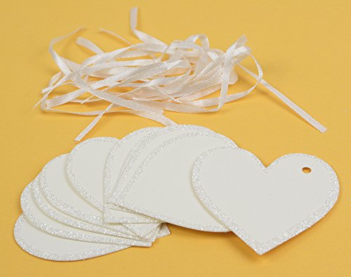 10 Love Herz Anhänger, Geschenkanhänger mit Bändchen (Creme)