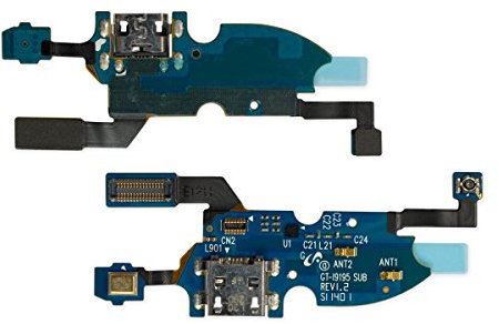 Dockingport kompatibel für Samsung Galaxy S4 Mini GT-I9195 & GT-I9190 inkl. Mikrofon Rev. 1.2 - auch passend kompatibel für alle anderen Revisionen - Kleber bereits angebracht - Ladebuchse Mikro USB Charging Port Flexkabel