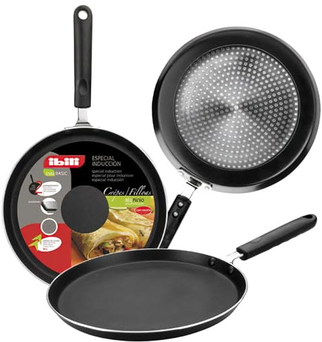 IBILI - Sarten de crepes indubasic, 26 cms, Aluminio, Antiadherente, Apto para induccion