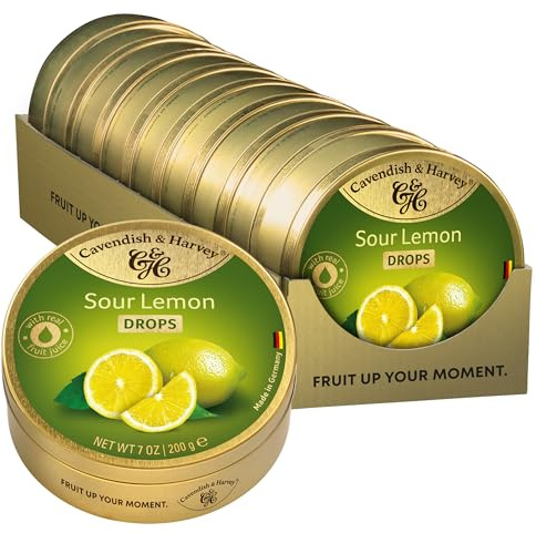 Cavendish & Harvey Travel Tin Sour Lemon Drops 200 g (Pack of 9)