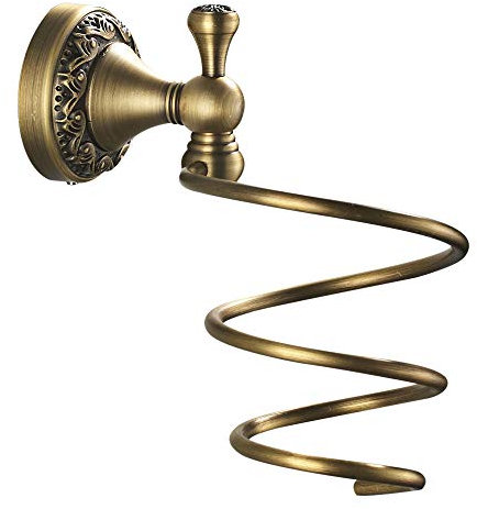 Weare Home Retro Haartrocknerhalter, Haartrocknerhalter Bronze Beschichtung,Haartrocknerhalter Messing Retro Solide Kupfer mit Einschnitt Wandmontage Haltbar Badzubehör Badaccessoires Dekor