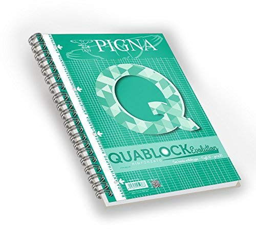 Pigna 02112174M Spiralblock mit 4 verstärkten Löchern, A4, 50 Blatt.