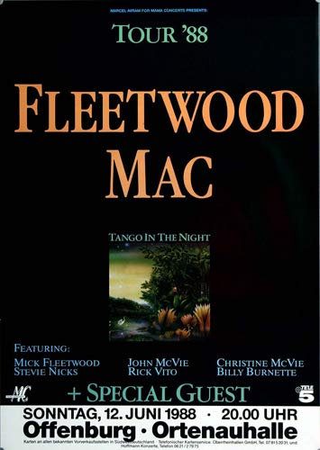Fleetwood Mac - Tango in The Night, Offenburg 1988 » Konzertplakat/Premium Poster | Live Konzert Veranstaltung | DIN A1 «