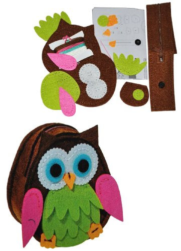 alles-meine.de GmbH Bastelset: Eule - kleine Filztasche zum Sticken, Nähen per Hand - Tragetasche Filz Eulen grün - Tasche Handarbeiten Filz erstes Nähen Handarbeit