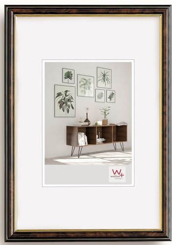 walther design Bilderrahmen nussbaum 30 x 40 cm mit Goldinnenkante, Smell Designrahmen JD040N