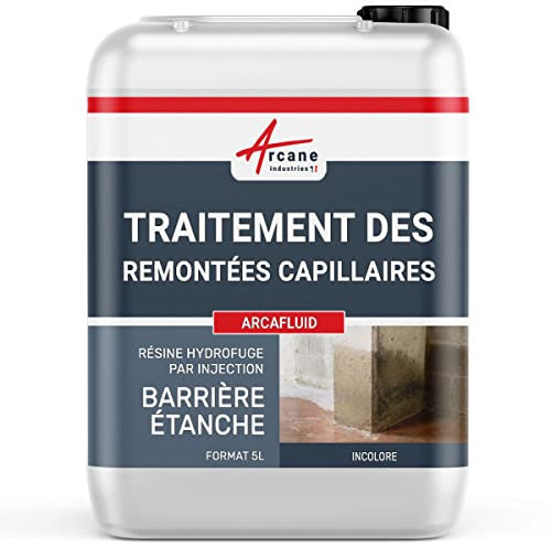 ARCANE INDUSTRIES Traitement des Murs humides, Injection Produit Contre l'humidité intérieur et extérieur : Arcafluid - 5 L