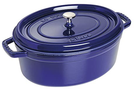 STAUB Cocotte en Fonte Émaillée avec Couvercle, Tous feux dont induction, 5 à 6 personnes, Ovale, 31 cm, 5,50 L, 7 kg, Bleu Intense