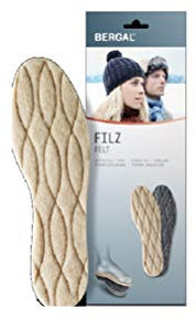 BERGAL Felt, extra dicke wärmende Filz Einlegesohlen, Wintersohlen aus echtem Wollfilz gegen kalte Füße, Größe 36