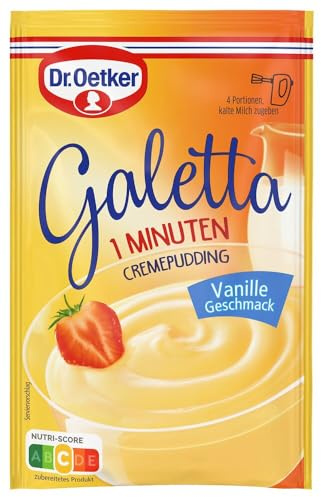 Dr. Oetker Galetta Vanille-Geschmack: 80 g Crempudding Vanille-Geschmack, Zubereitung 1 Minute