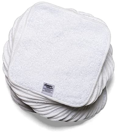 Cheeky Wipes - 25 Washable Cotton Terry Cloth Wipes, 15x15cm White Reusable Towelling Wipes, Extra Soft & Perfect For Nappy Changes | Eco Friendly