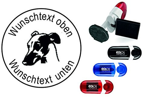Geocachingstempel Hund « WHIPPET WINDHUND KOPF » mit persönlichen Cachername/Nickname Runder Stempel Geocaching Pocketstempel