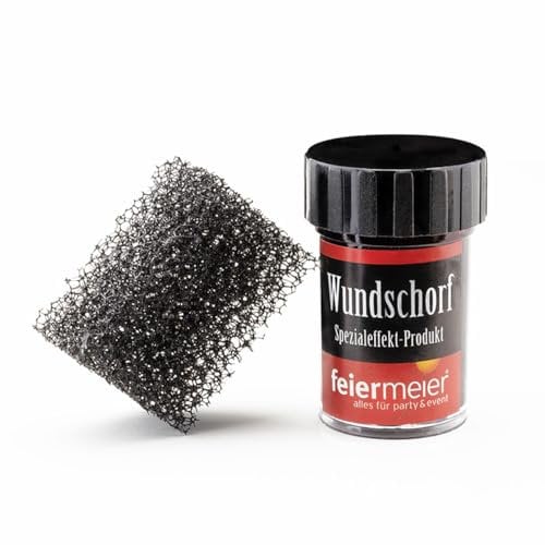 feiermeier Wundschorf für realistische Wunden verkrustetes Kunstblut inkl. Schwamm - Halloween Horror Makeup SFX Schminke