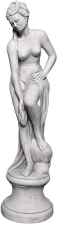 gartendekoparadies.de Statue Venus im Bad auf einem Podest, Steinfigur, H. 75 cm, 19 kg, Grau, frostsicher aus Steinguss für Außenbereich