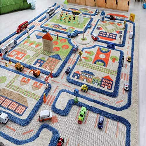 Little Helper 121MD033MA10153 IVI Hypoallergener Dicker 3D-Kinderspielteppich, 100 x 150 cm, blau