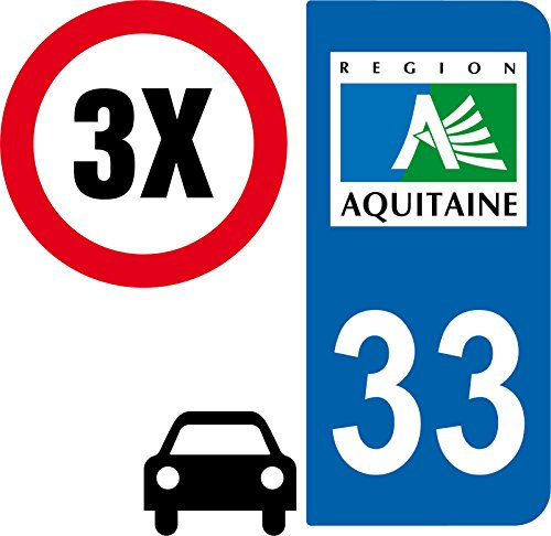 3 Aufkleber Style Nummernschild-Auto Departement 33