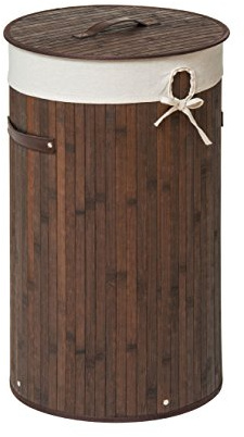 Premier Housewares Kankyo Panier à Linge Rond en Bambou Marron foncé 36 x 36 x 60 cm