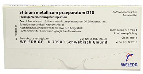 STIBIUM METALLICUM PRAEPARATUM D 10 Ampullen 8X1 ml