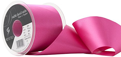 Berisfords Double Faced Satin Ribbon, Fuchsia, 70 mm Width, 20 metre Length