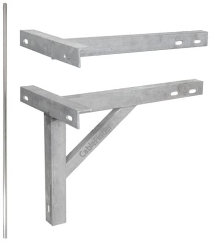8 Foot 2.44m - TV Aerial Pole & T K Bracket - Long Mast Wall Mounting Install Kit - Loops