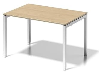 BISLEY Cito Schreibtisch, 650-850 mm höheneinstellbares U-Gestell, Metall, Mp396 Dekor Ahorn, Gestell Verkehrsweiß, 80 x 120 x 85 cm