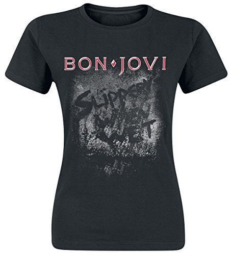 Bon Jovi Slippery When Wet Girl-Shirt schwarz, Schwarz, Skinny Fit XXL (UK 16-18)