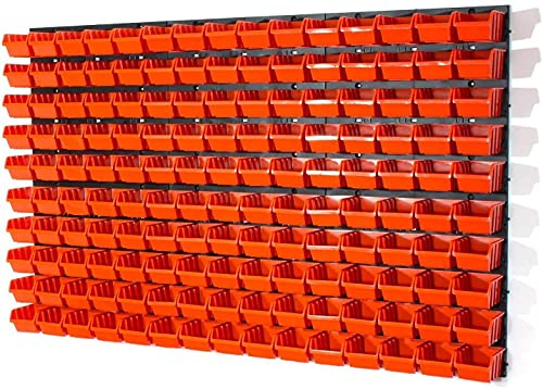 156-Piece Set of Wall-Mountable Storage Trays, 150 Orange Trays