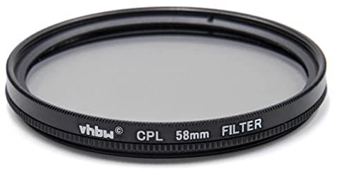 vhbw Filtre polarisant Universel pour Les objectifs d'appareil Photo 58mm - Polariseur Circulaire (CPL), Noir