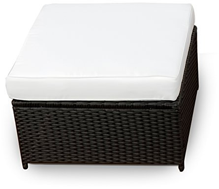 XINRO Polyrattan Lounge Möbel Hocker schwarz - Gartenmöbel Polyrattan Lounge Fusshocker, Loungehocker - durch andere Polyrattan Lounge Gartenmöbel Elemente erweiterbar