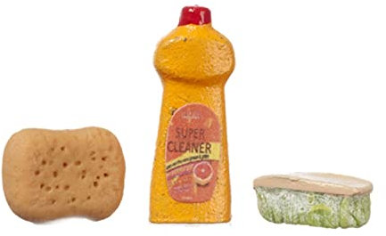 Melody Jane Dolls Houses Casa delle Bambole Lavatrice Liquido Spugna Spazzolone Miniatura Accessorio Cucina