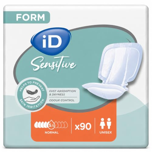 iD Sensitive Form Normal Incontinence Pads Odour Control | 4 Packs of 30 | Incontinence Pads, Odour Control, Hypoallergenic Incontinence Pads, Highly Absorbent Pads, Anti-Leak Protection