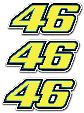 Aufkleber Valentino Rossi 46 The Doctor, für Auto/Motorrad/Laptop etc., 18 x 7 cm, gedruckt auf Orajet 3551 Polymer-PVC-Folie (70 Mikron), für langfristige Verwendung im Außenbereich, 3 Stück