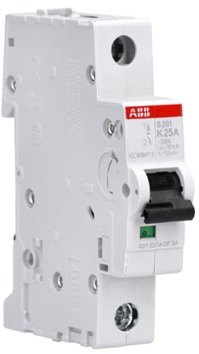 ABB S201-K25 Sicherungsautomat - 1-Polig, 25 A, K-Charakteristik, 6 kA | Leitungsschutzschalter S200 - Ideal für LED-Treiber & Pumpen - 17,5 mm Baubreite - 230/400 V AC - IP20 Schutz 2CDS251001R0517