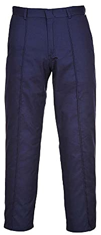 Portwest S885 Mayo Trousers Hook and Bar Closure Jetted Back Pocket Blade | Navy, UPF 50+, Regular Fit, Durable Polycotton Fabric, 65% Polyester, 35% Cotton, Button Front, Workwear