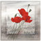 ARTLAND Wanddeko Leinwand Bilder Wandbild 50 x 50 cm Pflanzen Blumen Mohnblumen Rot Nebel Blumenwiese Landschaften Italien Q5JU
